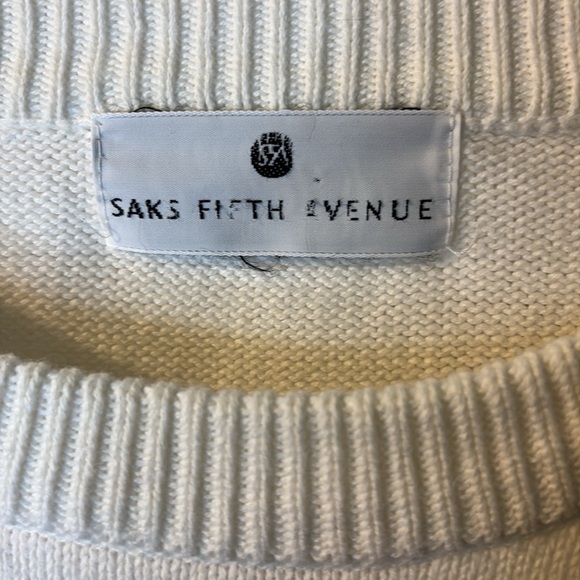 Vintage Saks Fifth Avenue Womens‎ Sweater Large White Argyle Cotton USA Preppy - Picture 2 of 6